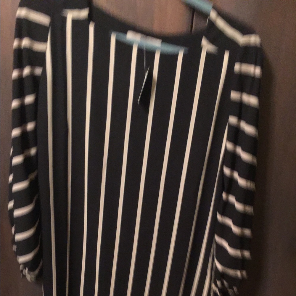 Loft Black and Tan striped shift dress